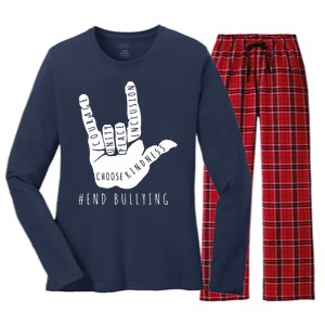 Unity Orange Day End Bullying Love Sign Language Women's Long Sleeve Flannel Pajama Set 