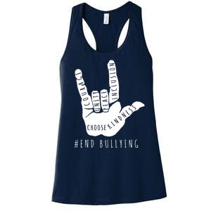 Unity Orange Day End Bullying Love Sign Language Women's Racerback Tank