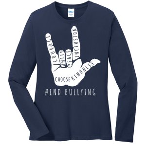 Unity Orange Day End Bullying Love Sign Language Ladies Long Sleeve Shirt