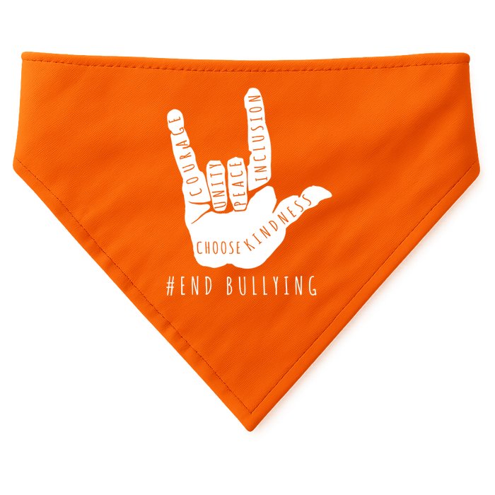 Unity Orange Day End Bullying Love Sign Language USA-Made Doggie Bandana