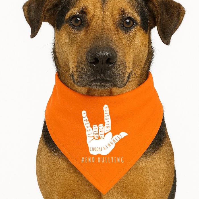 Unity Orange Day End Bullying Love Sign Language USA-Made Doggie Bandana