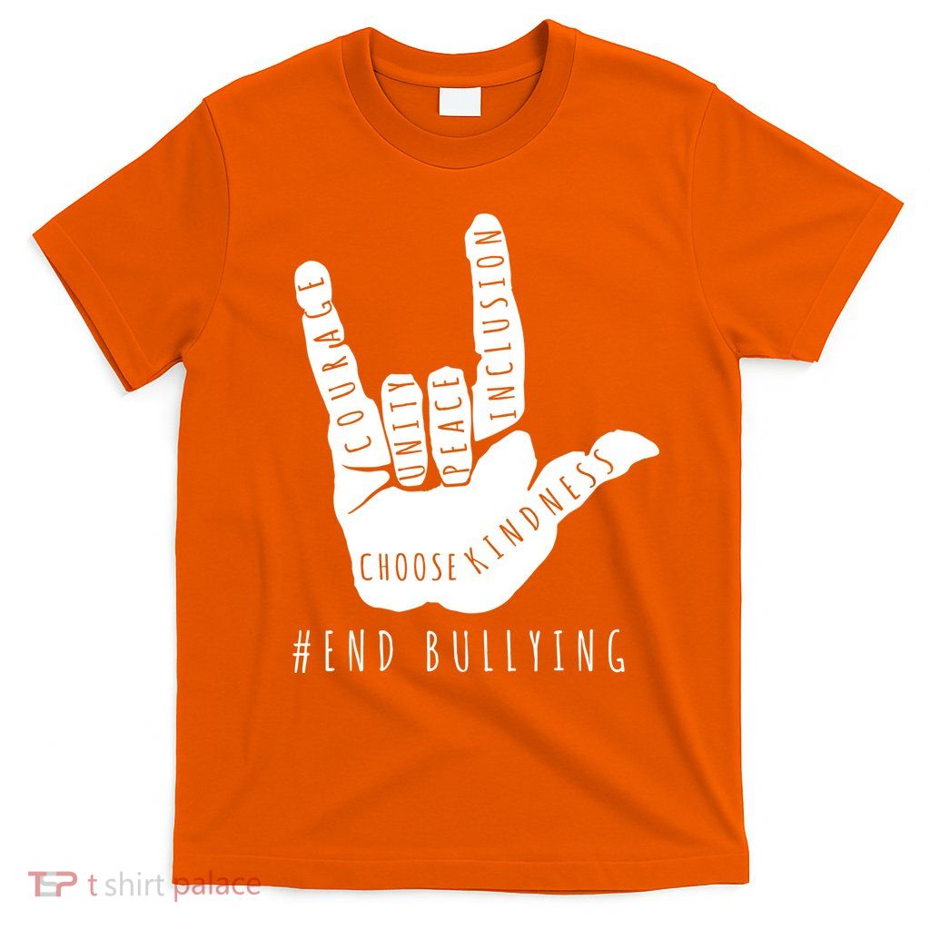 Unity Orange Day End Bullying Love Sign Language T-Shirt