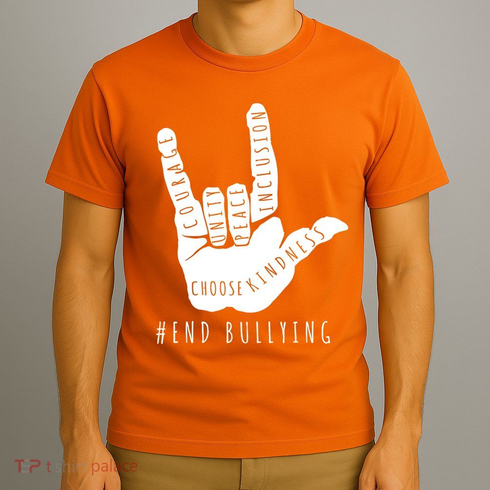 Unity Orange Day End Bullying Love Sign Language T-Shirt