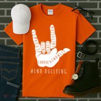 Unity Orange Day End Bullying Love Sign Language Tall T-Shirt