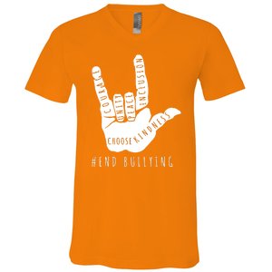 Unity Orange Day End Bullying Love Sign Language V-Neck T-Shirt