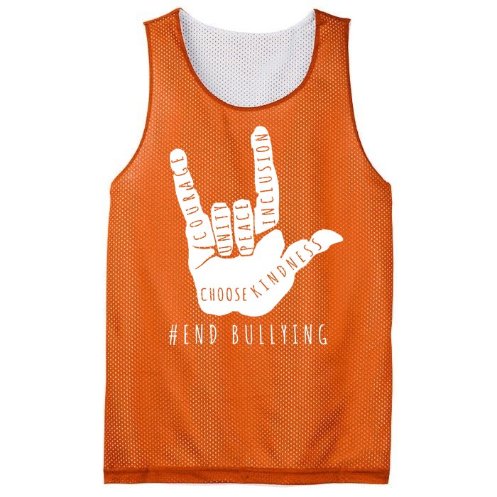 Unity Orange Day End Bullying Love Sign Language Mesh Reversible Basketball Jersey Tank