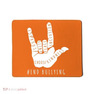 Unity Orange Day End Bullying Love Sign Language Mousepad