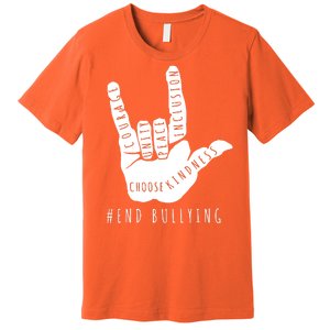 Unity Orange Day End Bullying Love Sign Language Premium T-Shirt