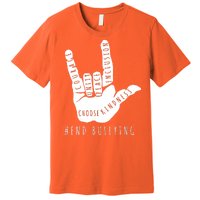 Unity Orange Day End Bullying Love Sign Language Premium T-Shirt