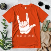Unity Orange Day End Bullying Love Sign Language Premium T-Shirt