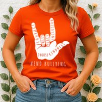 Unity Orange Day End Bullying Love Sign Language Womens T-Shirt