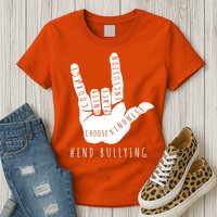Unity Orange Day End Bullying Love Sign Language Womens T-Shirt