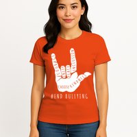 Unity Orange Day End Bullying Love Sign Language Womens T-Shirt