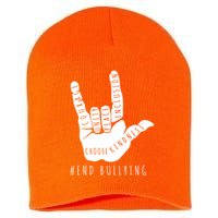 Unity Orange Day End Bullying Love Sign Language Short Acrylic Beanie
