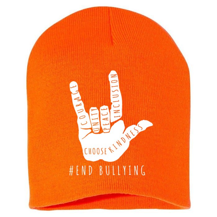 Unity Orange Day End Bullying Love Sign Language Short Acrylic Beanie