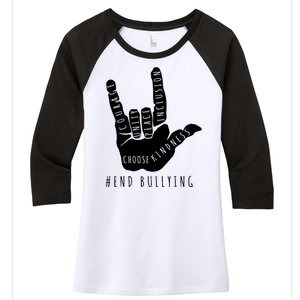 Unity Orange Day End Bullying Love Sign Language Women's Tri-Blend 3/4-Sleeve Raglan Shirt