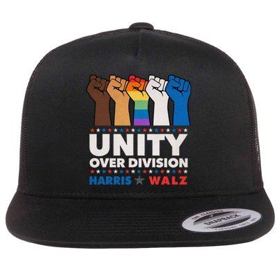 Unity Over Division Harris Walz 2024 Flat Bill Trucker Hat