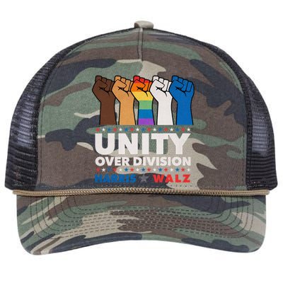 Unity Over Division Harris Walz 2024 Retro Rope Trucker Hat Cap