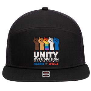 Unity Over Division Harris Walz 2024 7 Panel Mesh Trucker Snapback Hat