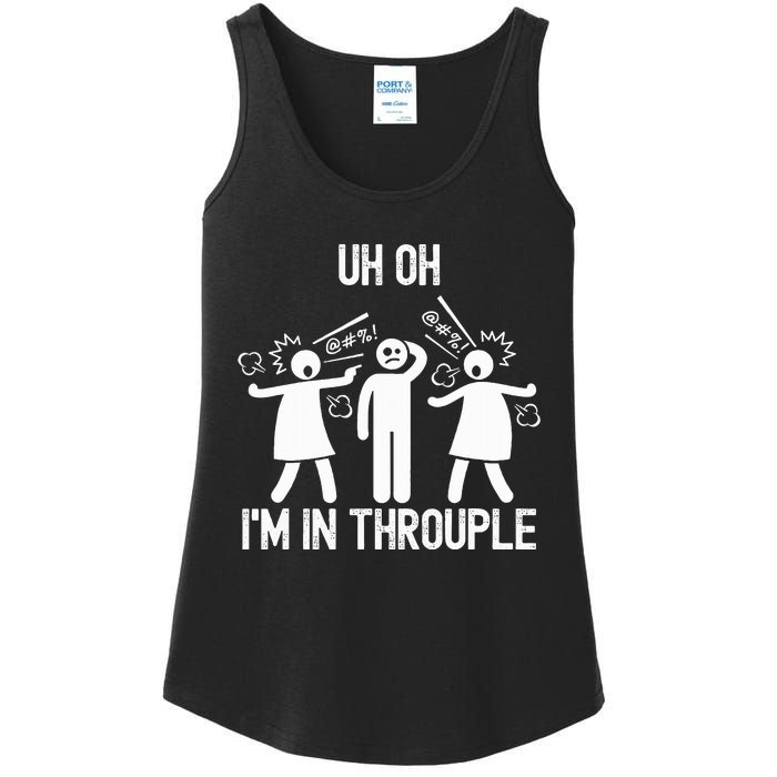 Uh Oh IM In Throuple Funny Polygamy Threesome Polyamory Ladies Essential Tank