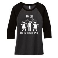 Uh Oh IM In Throuple Funny Polygamy Threesome Polyamory Women's Tri-Blend 3/4-Sleeve Raglan Shirt