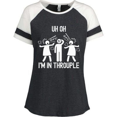 Uh Oh IM In Throuple Funny Polygamy Threesome Polyamory Enza Ladies Jersey Colorblock Tee