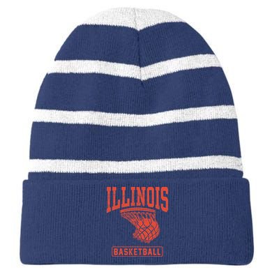 University of Illinois Fighting Illini Basketball Striped Beanie with Solid Band