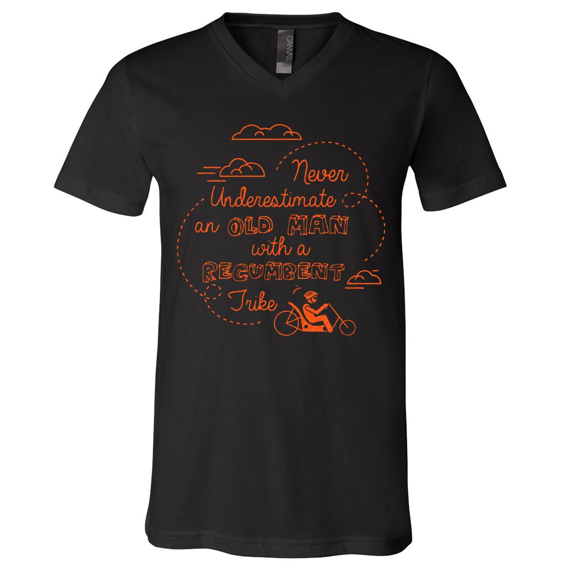 Underestimate Old Man Recumbent Trike Bike Bicycle Gift V-Neck T-Shirt
