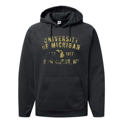 U.N.I.V.E.R.S.I.T.Y Of M.I.C.H.I.G.A.N W.O.L.V.E.R.I.N.E.S Simple State Performance Fleece Hoodie