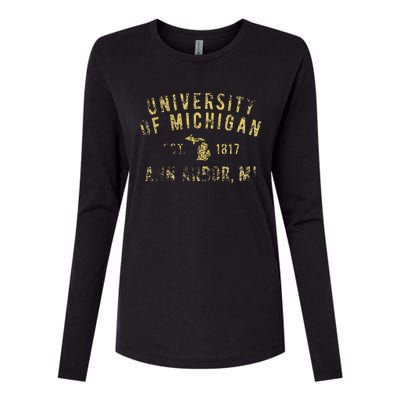 U.N.I.V.E.R.S.I.T.Y Of M.I.C.H.I.G.A.N W.O.L.V.E.R.I.N.E.S Simple State Womens Cotton Relaxed Long Sleeve T-Shirt