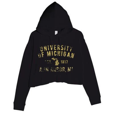 U.N.I.V.E.R.S.I.T.Y Of M.I.C.H.I.G.A.N W.O.L.V.E.R.I.N.E.S Simple State Crop Fleece Hoodie