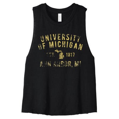 U.N.I.V.E.R.S.I.T.Y Of M.I.C.H.I.G.A.N W.O.L.V.E.R.I.N.E.S Simple State Women's Racerback Cropped Tank