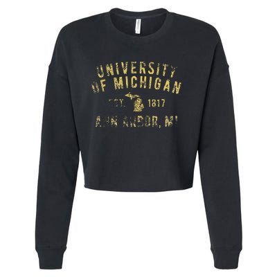 U.N.I.V.E.R.S.I.T.Y Of M.I.C.H.I.G.A.N W.O.L.V.E.R.I.N.E.S Simple State Cropped Pullover Crew