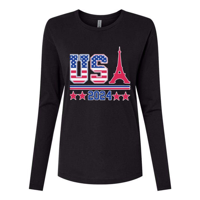 Usa O.L.Y.M.P.I.C Paris 2024 Womens Cotton Relaxed Long Sleeve T-Shirt