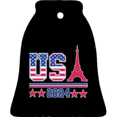 Usa O.L.Y.M.P.I.C Paris 2024 Ceramic Bell Ornament