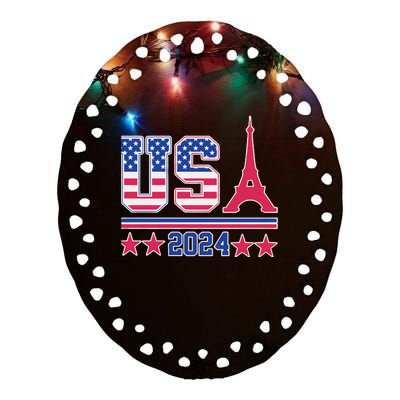 Usa O.L.Y.M.P.I.C Paris 2024 Ceramic Oval Ornament