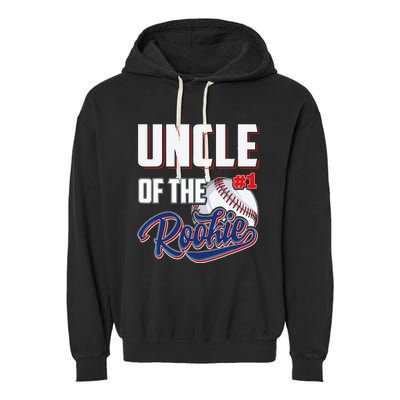 Uncle Of Rookie 1 Years Old Team 1st Birthday Baseball Garment-Dyed Fleece Hoodie