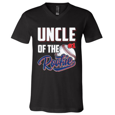 Uncle Of Rookie 1 Years Old Team 1st Birthday Baseball V-Neck T-Shirt