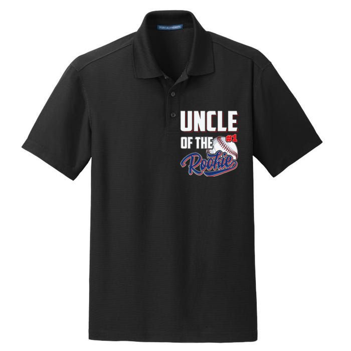 Uncle Of Rookie 1 Years Old Team 1st Birthday Baseball Dry Zone Grid Polo