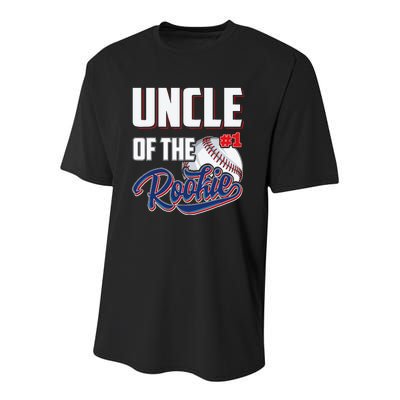 Uncle Of Rookie 1 Years Old Team 1st Birthday Baseball Youth Performance Sprint T-Shirt