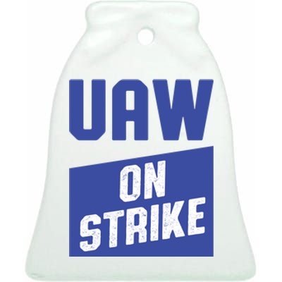 UAW On Strike (Blue) Ceramic Bell Ornament