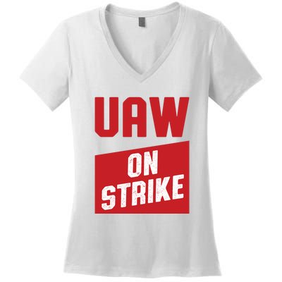 UAW On Strike (RED) Women's V-Neck T-Shirt