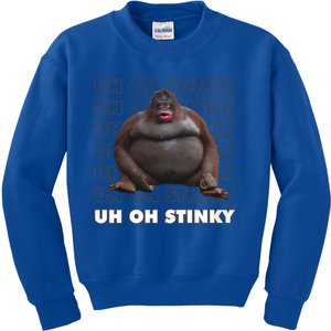 Uh Oh Stinky Poop Meme Funny Monkey Gift Kids Sweatshirt