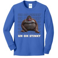 Uh Oh Stinky Poop Meme Funny Monkey Gift Kids Long Sleeve Shirt