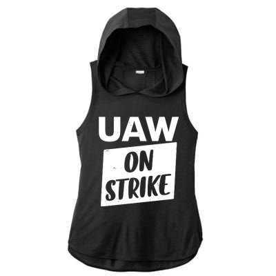 UAW On Strike United Auto Workers Strike Ladies PosiCharge Tri-Blend Wicking Draft Hoodie Tank