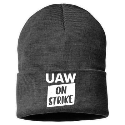 UAW On Strike United Auto Workers Strike Sustainable Knit Beanie