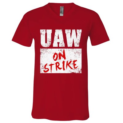 U.AW On Strike Red  United Auto Union Workers UAW Striking V-Neck T-Shirt