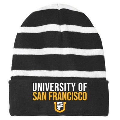 U.N.I.V.E.R.S.I.T.Y Of San Francisco Usf Dons Stacked Striped Beanie with Solid Band