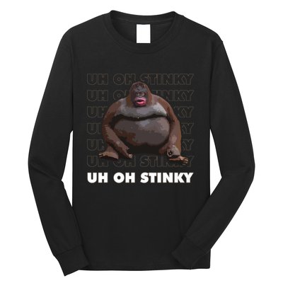 Uh Oh Stinky Poop Meme Funny Monkey Long Sleeve Shirt