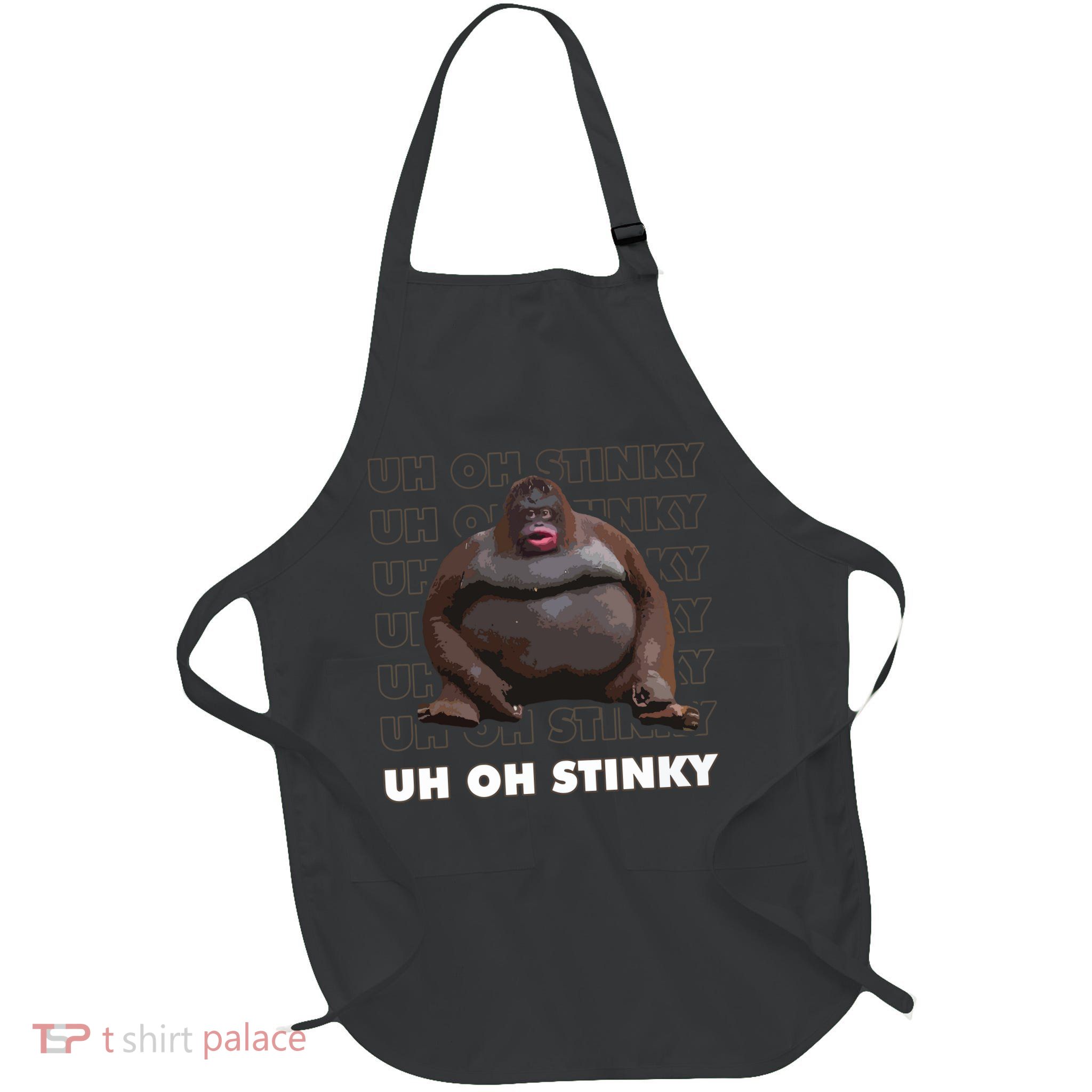 Uh Oh Stinky Poop Meme Funny Monkey Full-Length Apron With Pockets